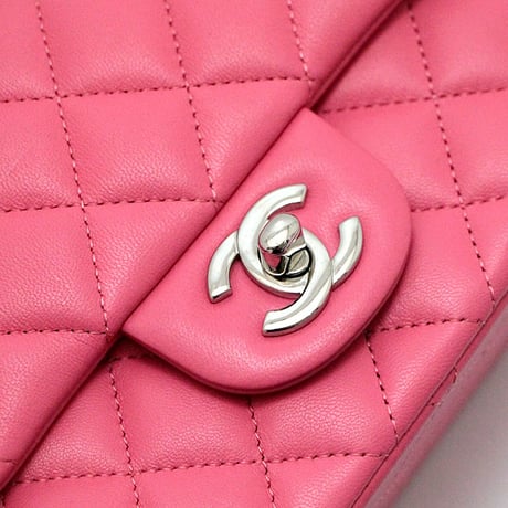 CHANEL Mini Square Flap Bag Quilted Lambskin Pink #68883