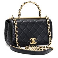CHANEL Small La Parisienne Flap Bag Quilted Lambskin Black #74960