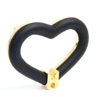 HERMES Au Coeur du Faubourg Brooch Swift Leather Gold-toned Black ＃19256