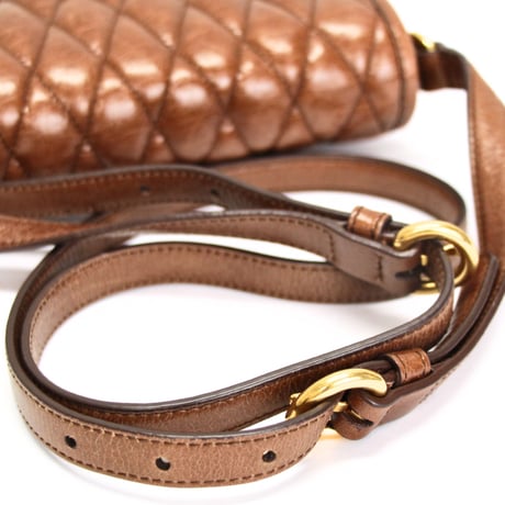 Miu Miu Mini Matelasse Flap Shoulder Bag Leather Brown #74969