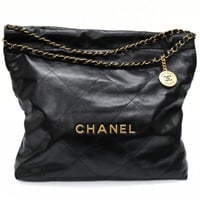 CHANEL 22 Large Handbag Quilted Calfskin Black #74733