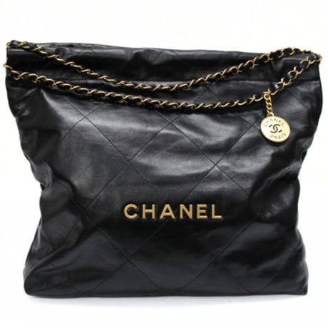 CHANEL 22 Large Handbag Quilted Calfskin Black #74733
