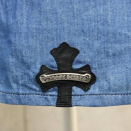 Chrome Hearts Cross Button Denim Polo Shirt with Cross Patch ＃102401