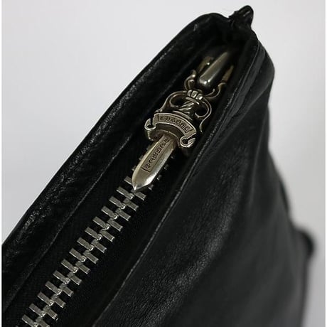 Chrome Hearts BS Fleur Flat Pouch Leather Clutch Bag #30730