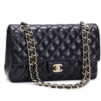 CHANEL Classic 25 Medium Double Flap Bag Quilted Lambskin Navy #74954