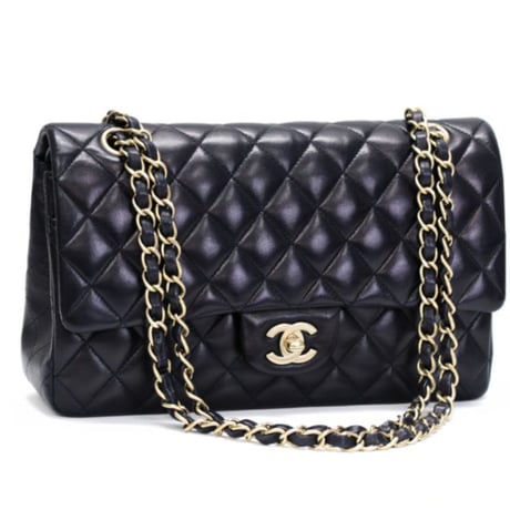 CHANEL Classic 25 Medium Double Flap Bag Quilted Lambskin Navy #74954