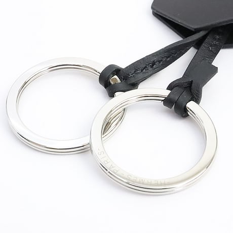 HERMES Clochette Necklace Boxcalf Leather Black ＃19092