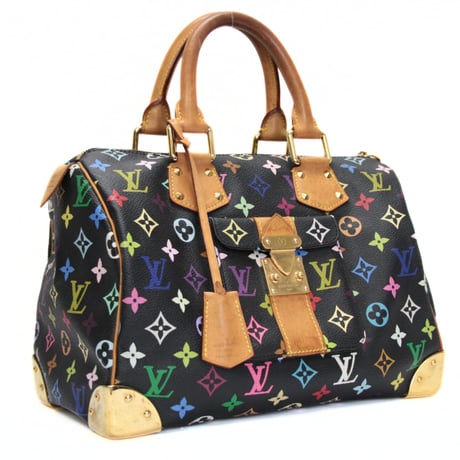 Louis Vuitton x Murakami Speedy 30 Handbag Monogram Multicolor Black M92642 #72898