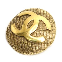 CHANEL CC Logo Button Pin Brooch Gold-toned ＃74187