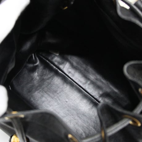 CHANEL CC Logo Drawstring Backpack with CC Turn Lock Caviar Black #74706