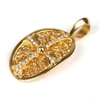 Chrome Hearts 22K Classic Oval Cross Pave Diamond Pendant #103615