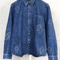 Chrome Hearts LOOSE END Cross Patch Denim Shirt #103558