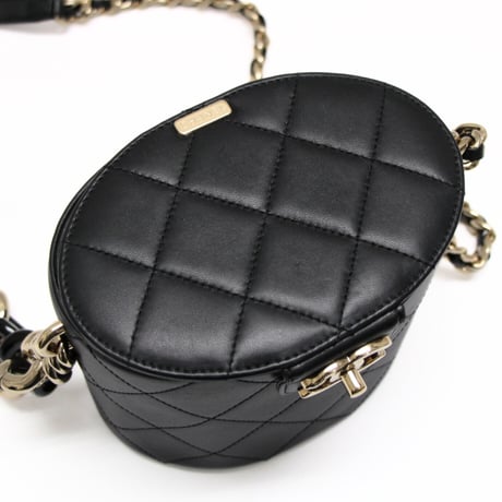 CHANEL Resin Elegant Chain Vanity Case Quilted Lambskin Black #73079