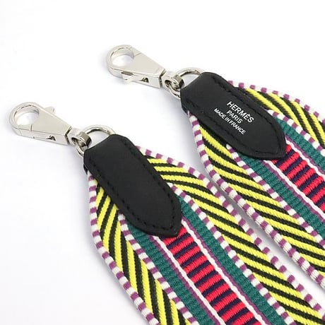 HERMES Bandouliere Sangles Caval Shoulder Strap Canvas Multicolor ＃19381