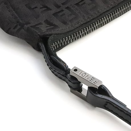 FENDI Mini Shoulder Bag Zucchino Canvas Black ＃74757