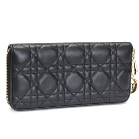 Christian Dior Voyage Wallet Cannage Leather Black #75057