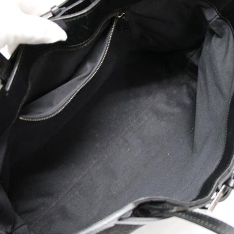 GUCCI Horizontal Buckle Tote Bag GG Canvas Black #75048
