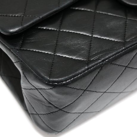 CHANEL Classic 25 Medium Double Flap Bag Quilted Lambskin Black ＃74606