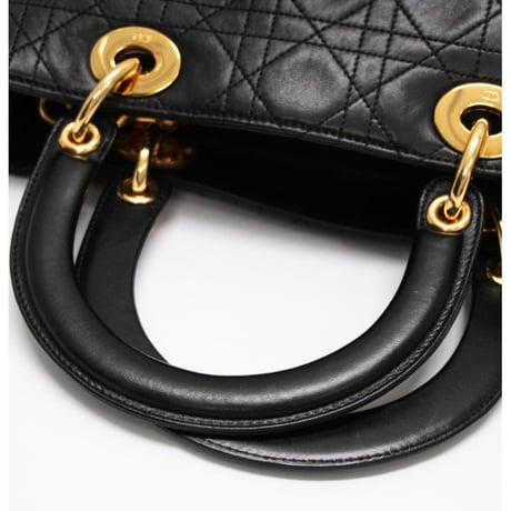 Christian Dior Medium Lady Dior Handbag Cannage Leather Black #73248