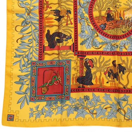 HERMES Carre 90 Silk 100% Scarf Stole ”MUSIQUE DES DIEUX" #74366