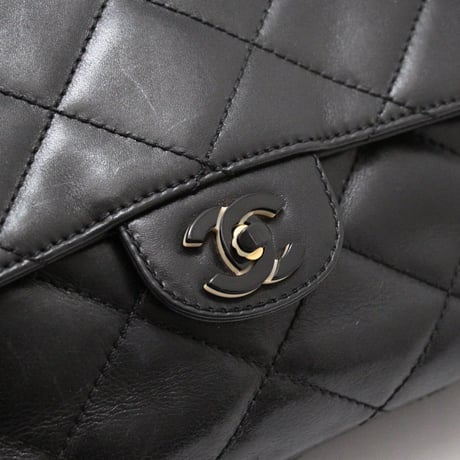 CHANEL Classic Flap Bag with Plastic Chain Quilted Leather Black #71203