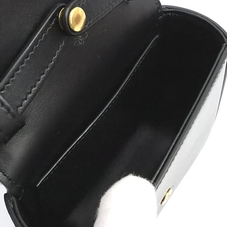 CELINE Mini Claude Shoulder Bag Shiny Calfskin Black #19070