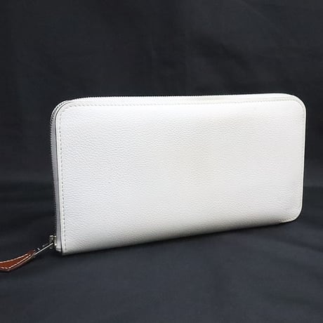 HERMES Azap Long Silk'In Wallet Evercolor Leather White #18883