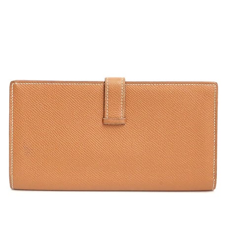 HERMES Bearn Soufflet Wallet Epsom Leather Gold #18815