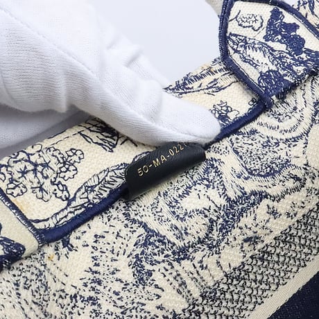 Christian Dior Medium Book Tote Bag Toile de Jouy Embroidery Canvas Navy #19331