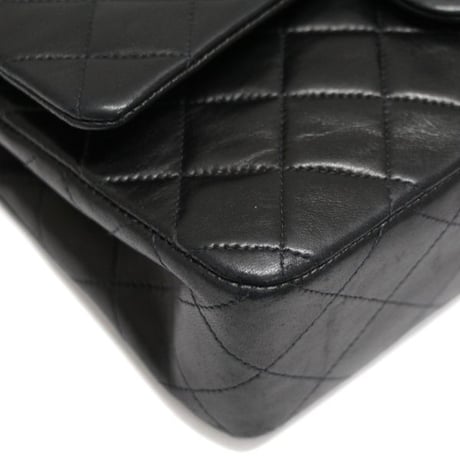 CHANEL Classic 23 Small Double Flap Bag Quilted Lambskin Black ＃74774