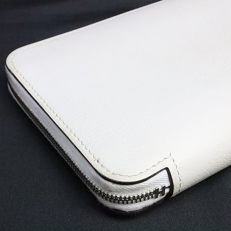HERMES Azap Long Silk'In Wallet Evercolor Leather White #18883