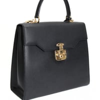 GUCCI Medium Lady Lock Top Handle Bag Leather Black #72787