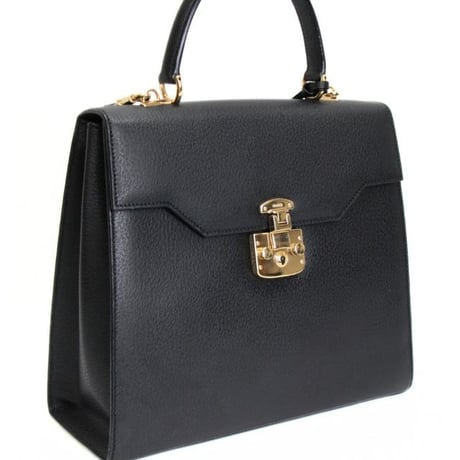 GUCCI Medium Lady Lock Top Handle Bag Leather Black #72787