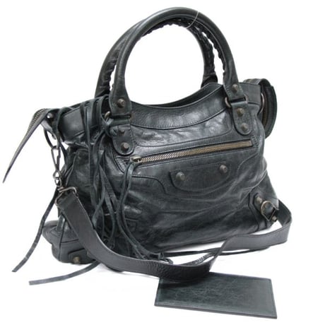 BALENCIAGA Town Shoulder Bag Leather Black ＃74674