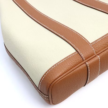 HERMES Garden File PM Tote Bag Toile Militaire Gold #18908