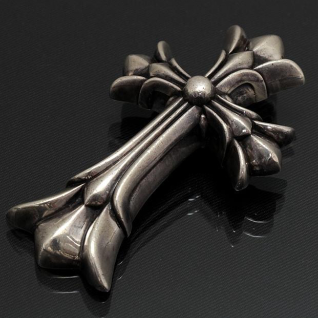 Chrome Hearts Large Double CH Cross Silver Pend
