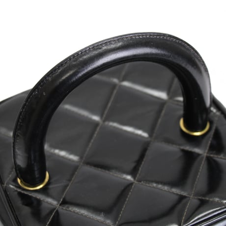 CHANEL Square Vanity Bag Quilted Patent Black #74281