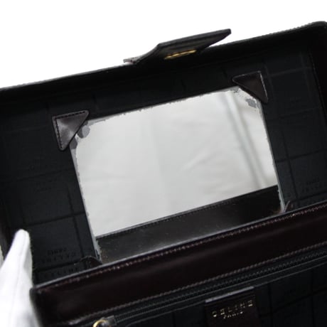 CELINE Horse Carriage Hardware Vanity Bag Leather Dark Brown #74335