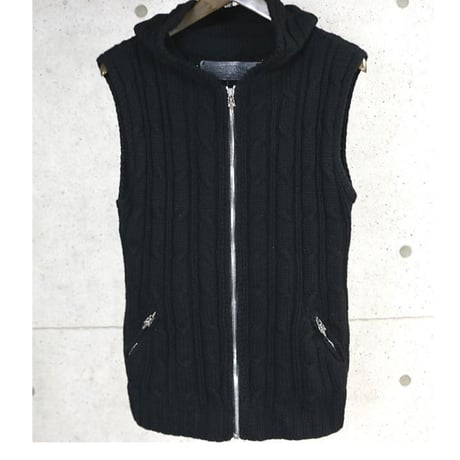 Chrome Hearts Dagger Zip Hooded Knit Vest #103536