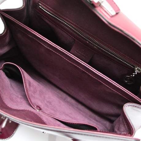 GUCCI Lady Lock Satchel Bag Leather Purple #74865