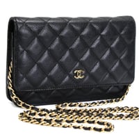 CHANEL Wallet on Chain Bag Quilted Caviar Black #75199
