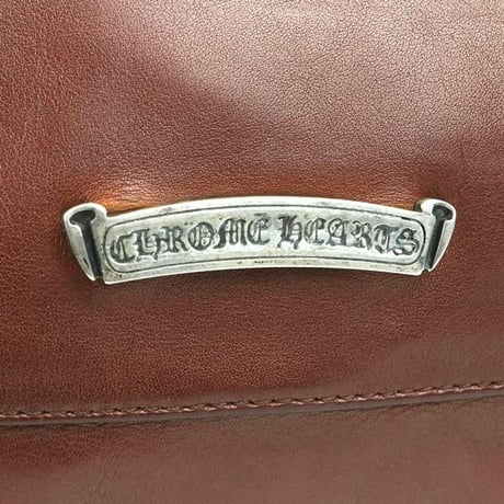 Chrome Hearts Scroll 2-Clip Leather Shoulder Bag Brown #103589