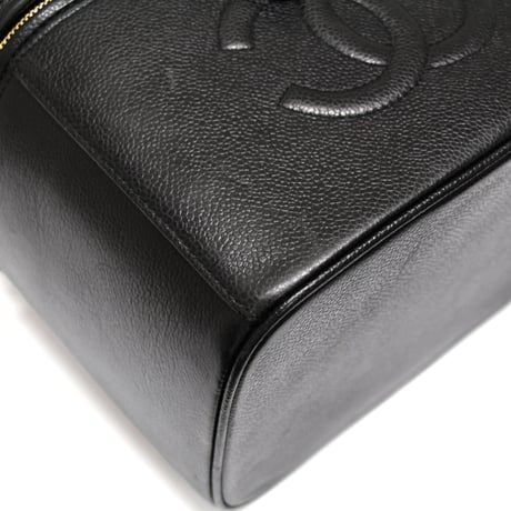 CHANEL CC Logo Vanity Bag with Strap Caviar Black #74567
