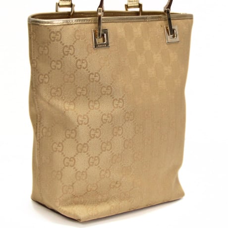 GUCCI Bucket Tote Bag GG Canvas Gold #75169