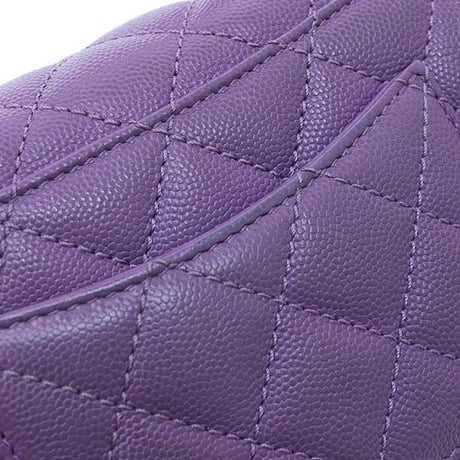 CHANEL Mini Coco Top Handle Flap Bag Quilted Caviar Purple #72531