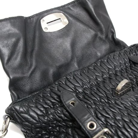 Miu Miu Matelasse Flap Shoulder Bag Leather Black #75026