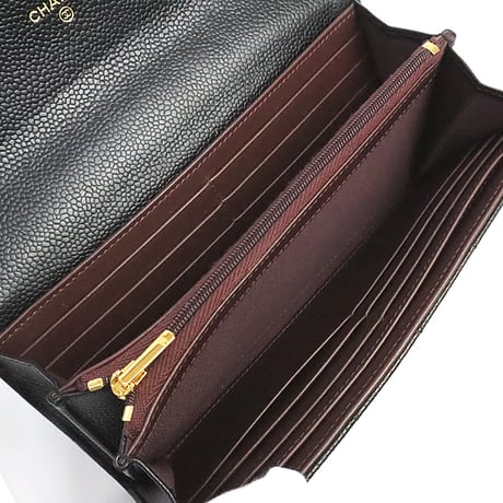 CHANEL Classic Flap Wallet Quilted Caviar Black #19351