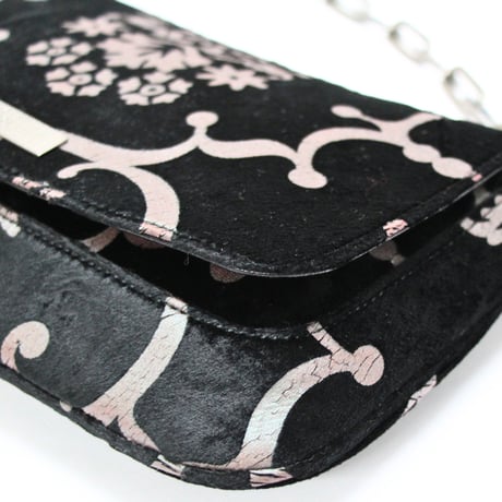 GUCCI Mini Flap Bag with Chain Velvet Paisley Black #74794