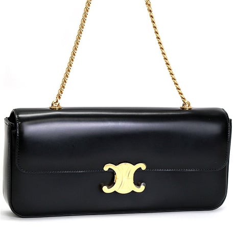 VINTAGE CELINE VC1244S トリオンフ 跳ね上げ式 ティーン トリオンフ バッグ / シャイニーカーフスキン