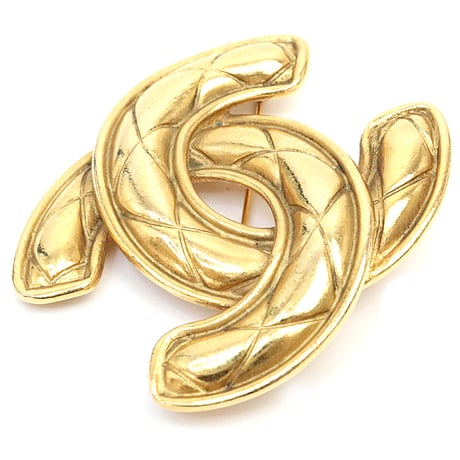 CHANEL CC Logo Motif Pin Brooch Gold-toned #18082